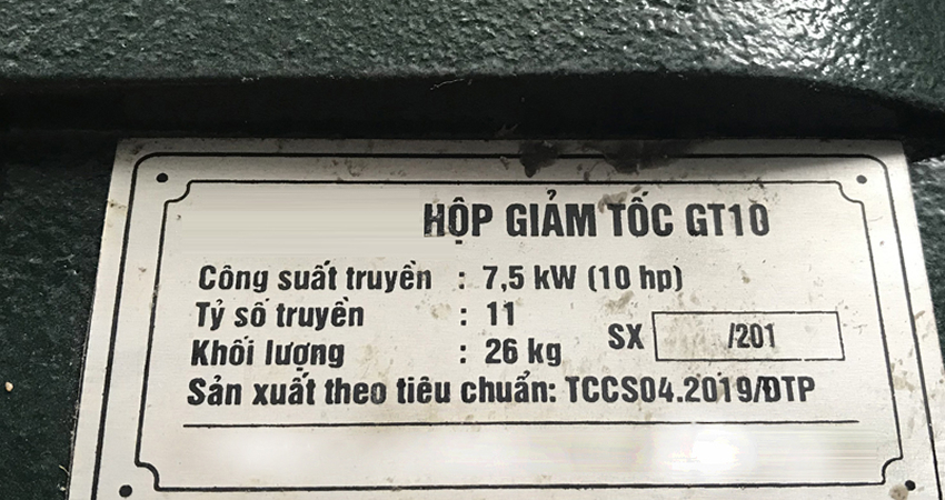Thông số kỹ thuật hộp giảm tốc nuôi tôm GT10 7.5kW 10Hp